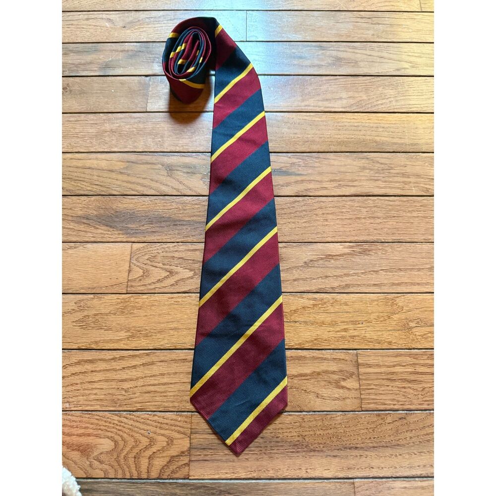 Vintage Abercrombie Fitch Silk Tie Red Gold Stripe Gryffindor Harry Potter USA